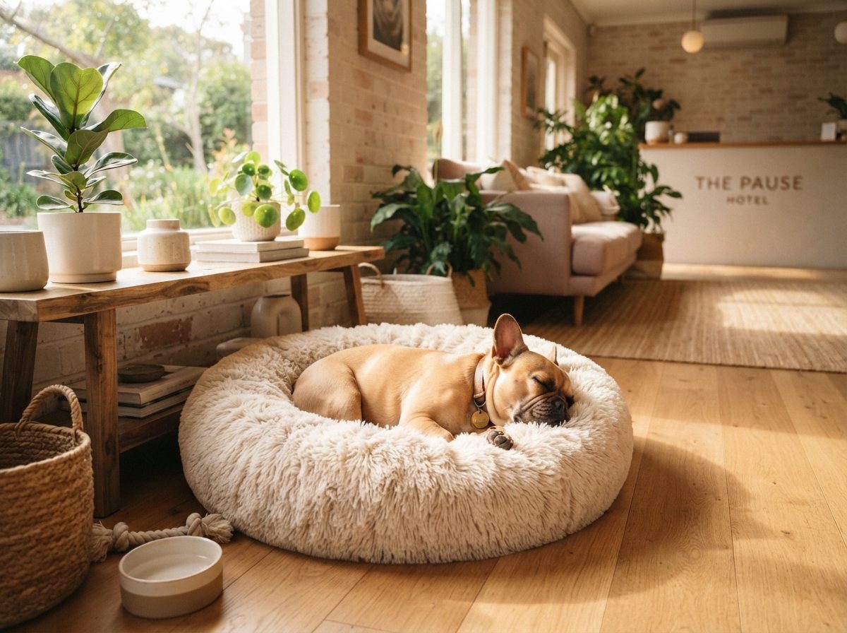 Cachorro descansando em ambiente aconchegante